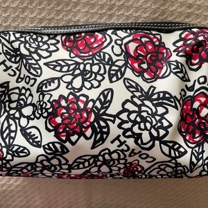 Coach Poppy Black and Red Cosmetic Bag with Floral Design